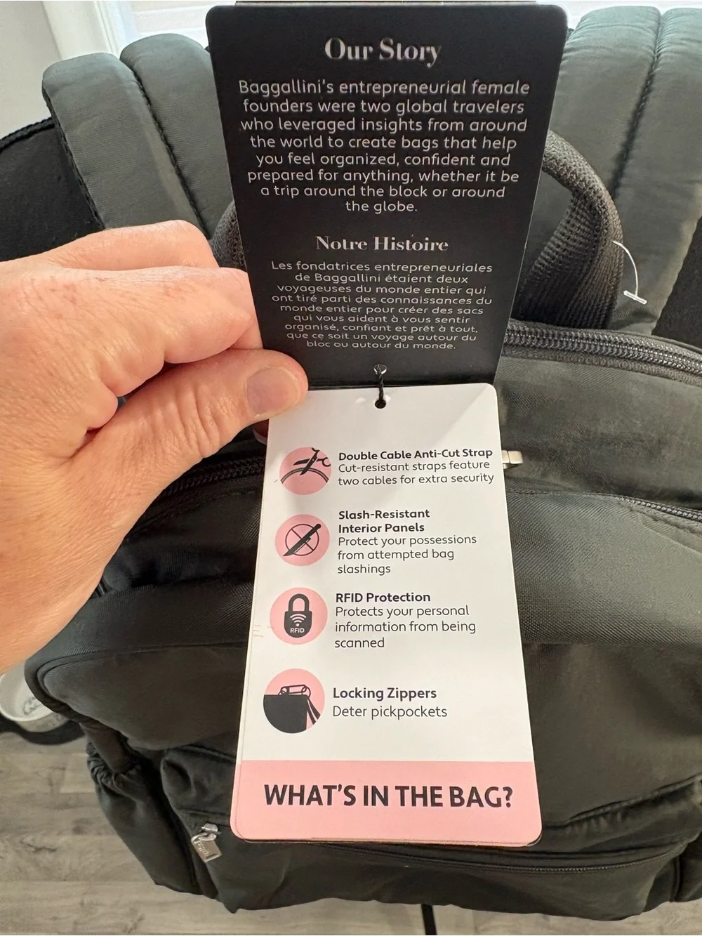 NWT Baggallini Securtex Anti-Theft Laptop Backpack in black